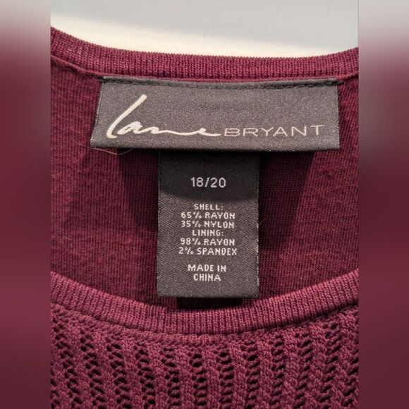 Lane Bryant Burgundy Knit Dress Size 18/20 Crochet Lace Pleated Dark Academia - Picture 6 of 6